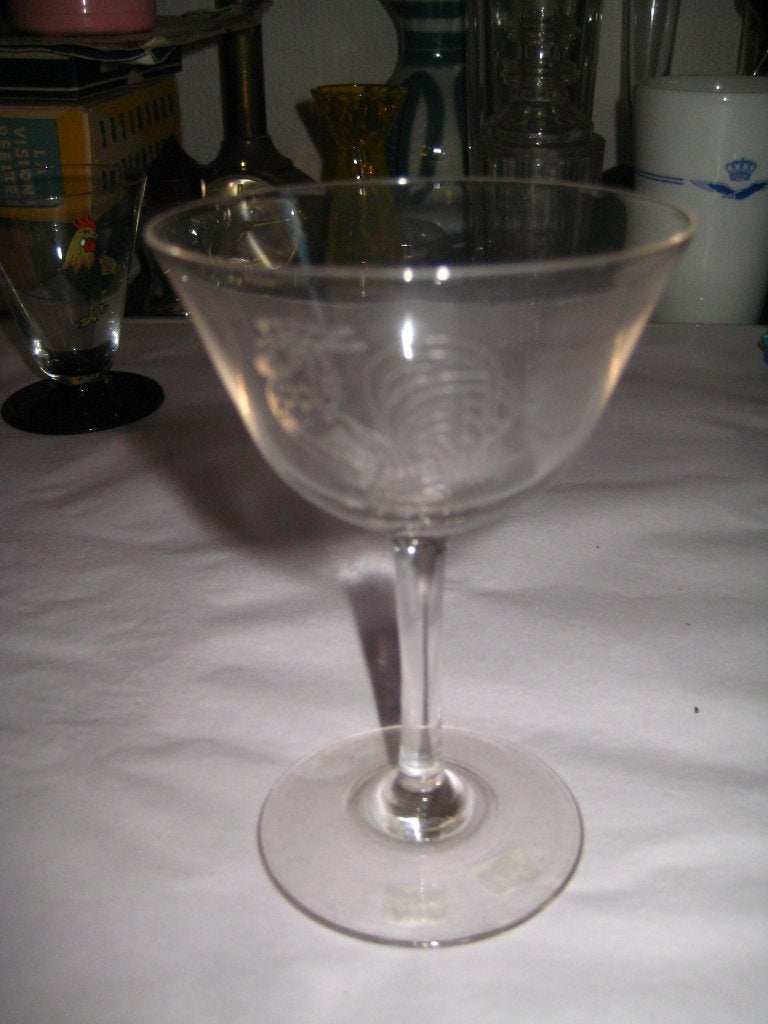 advocaat glaasje met een kip (vlgnr 2) gegraveerd, Ophalen of Verzenden, Zo goed als nieuw, Borrel- of Shotglas