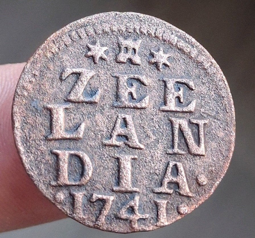 bodemvondst - duit - 1741 - Zeeland - top munt ! - RRR, Ophalen of Verzenden, Vóór koninkrijk, Overige waardes, Losse munt