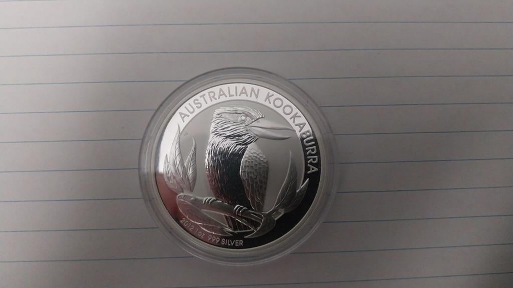 1 OZ kookaburra 2012 mooie verzamel munt, Ophalen of Verzenden, Zilver