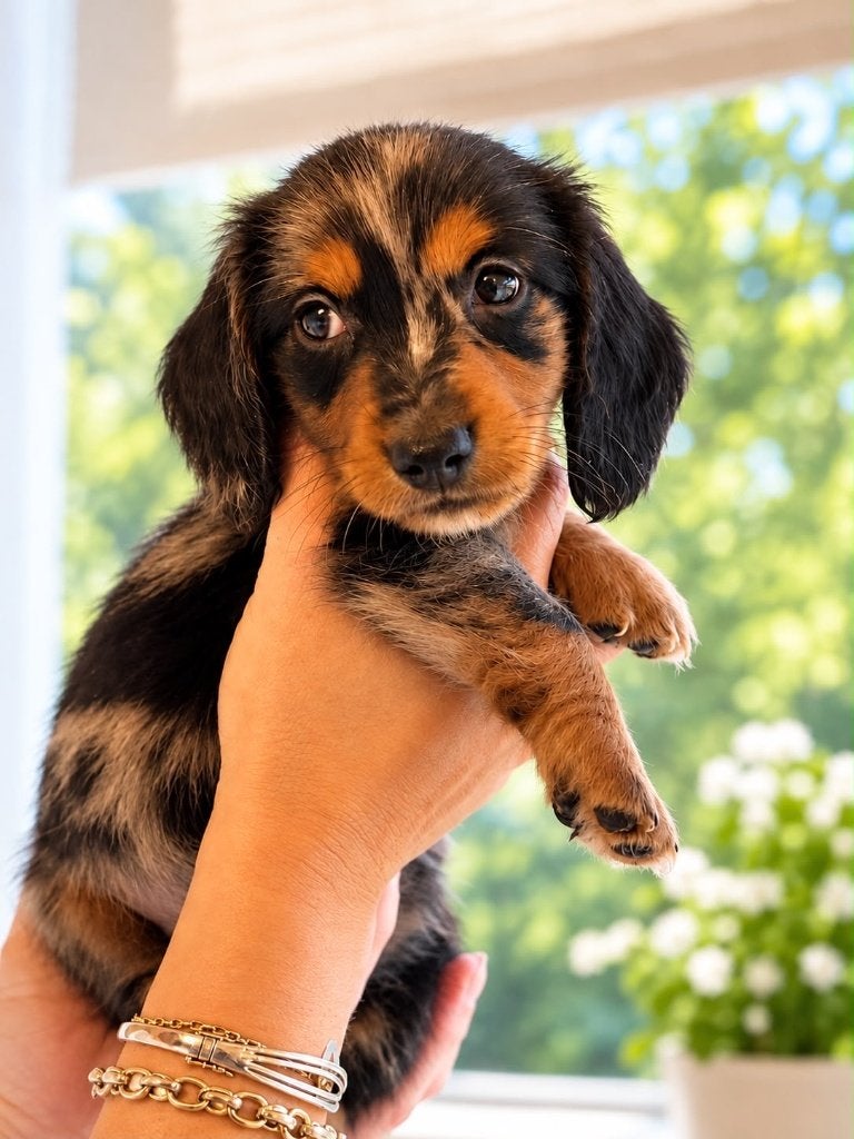 Prachtige langharig dwergteckel pups, Dieren en Toebehoren, CDV (hondenziekte), 8 tot 15 weken, Dwerg, Langhaar