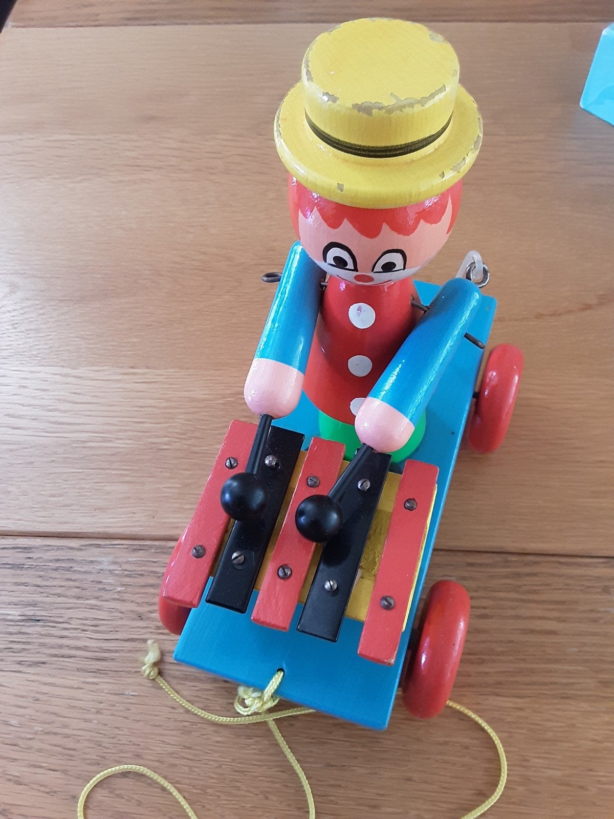 Vintage houten trekpop met xylofoon - Muzikaal speelgoed, Ophalen of Verzenden, Gebruikt, Duw- of Trekspeelgoed