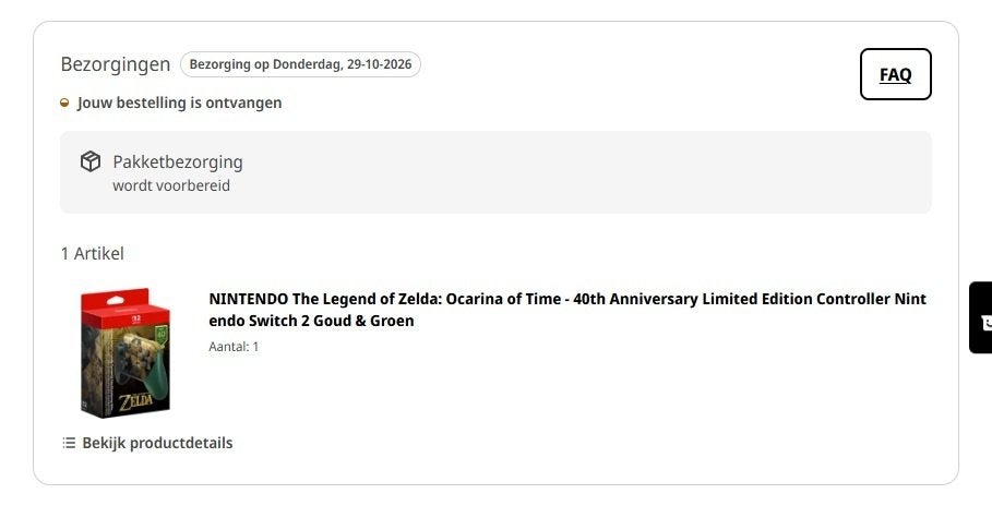Nintendo Switch 2 Zelda 40th Anniversary Pro Controller, Ophalen of Verzenden