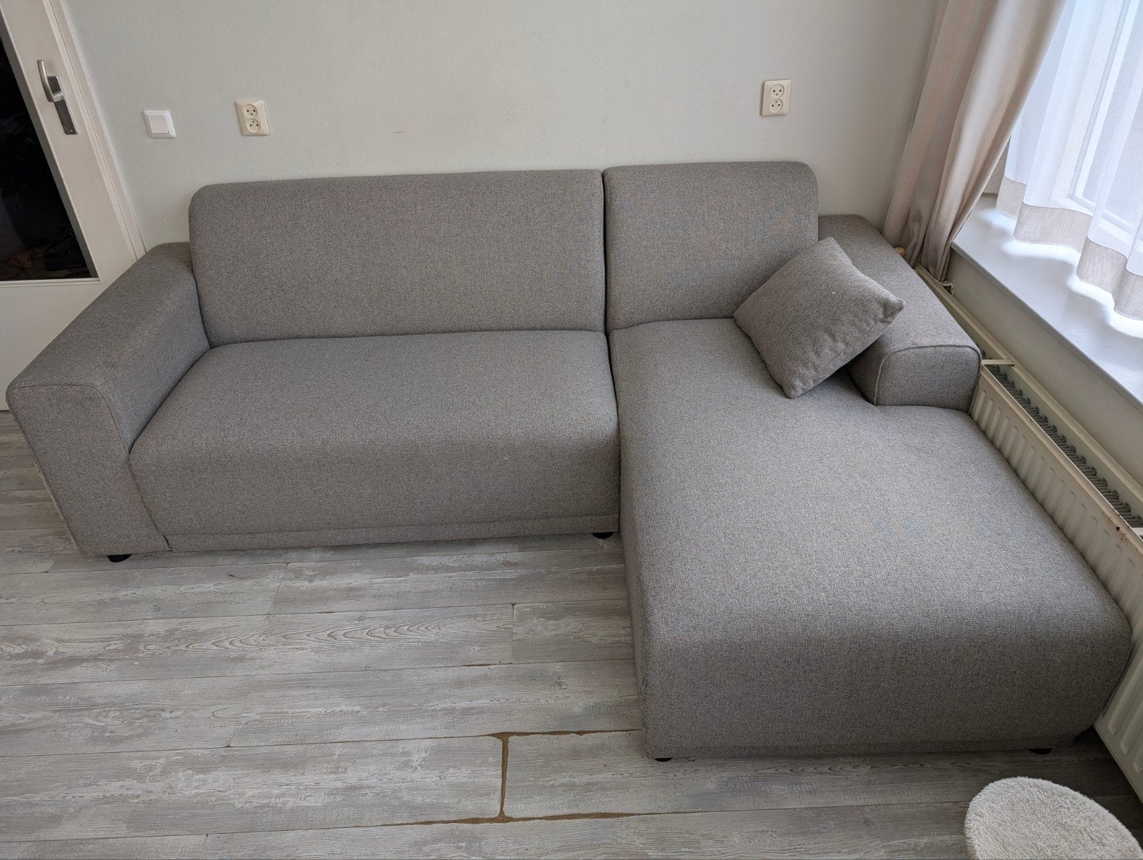 Grijs/bruine hoekbank - 240x90x80 loungegedeelte 163, Ophalen, Hoekbank, 75 tot 100 cm, Zo goed als nieuw