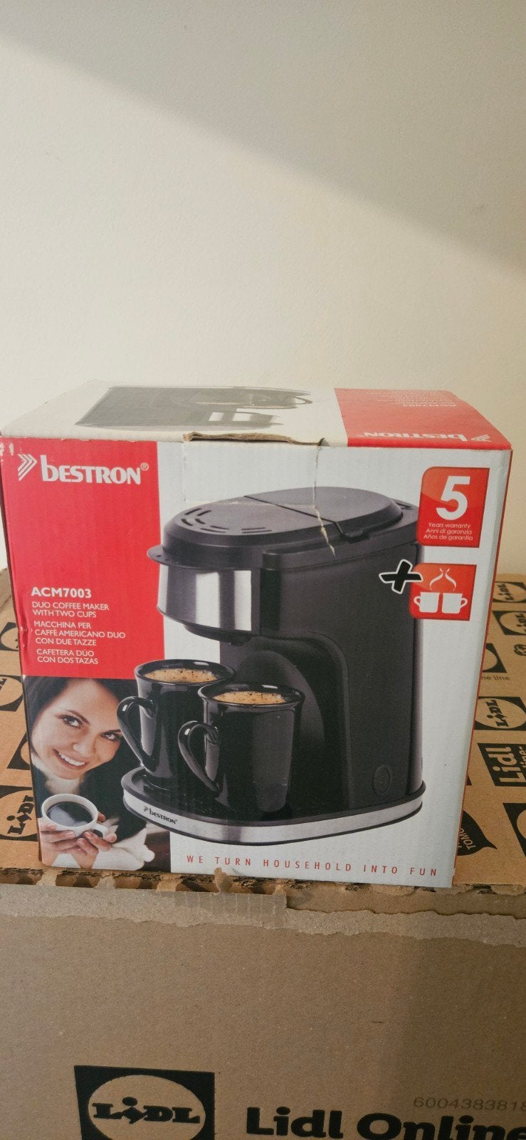 Bestron ACM7003 Duo Koffiezetapparaat - Nieuw in doos, Ophalen, Afneembaar waterreservoir, Gemalen koffie, 1 kopje