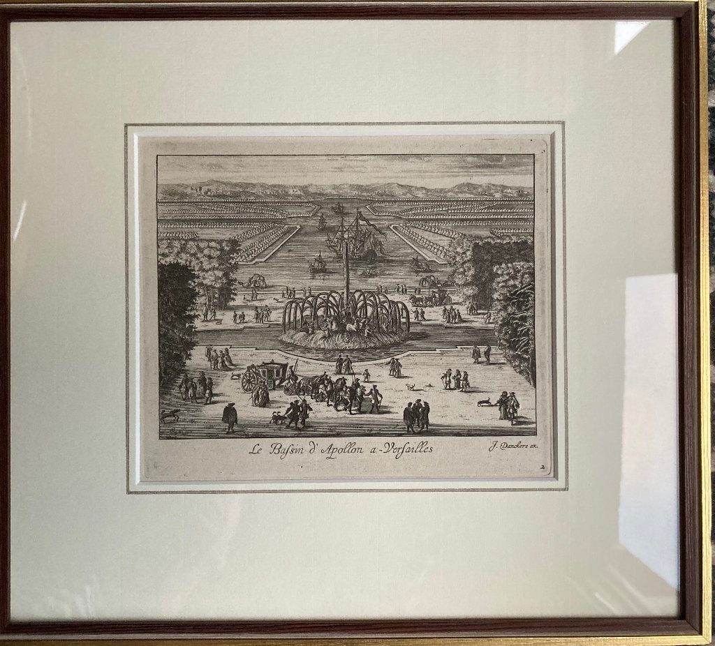 J. Danckers, kopergravure Bassin d'Apollon, Ophalen, 17 cm, Gravure, 15 cm