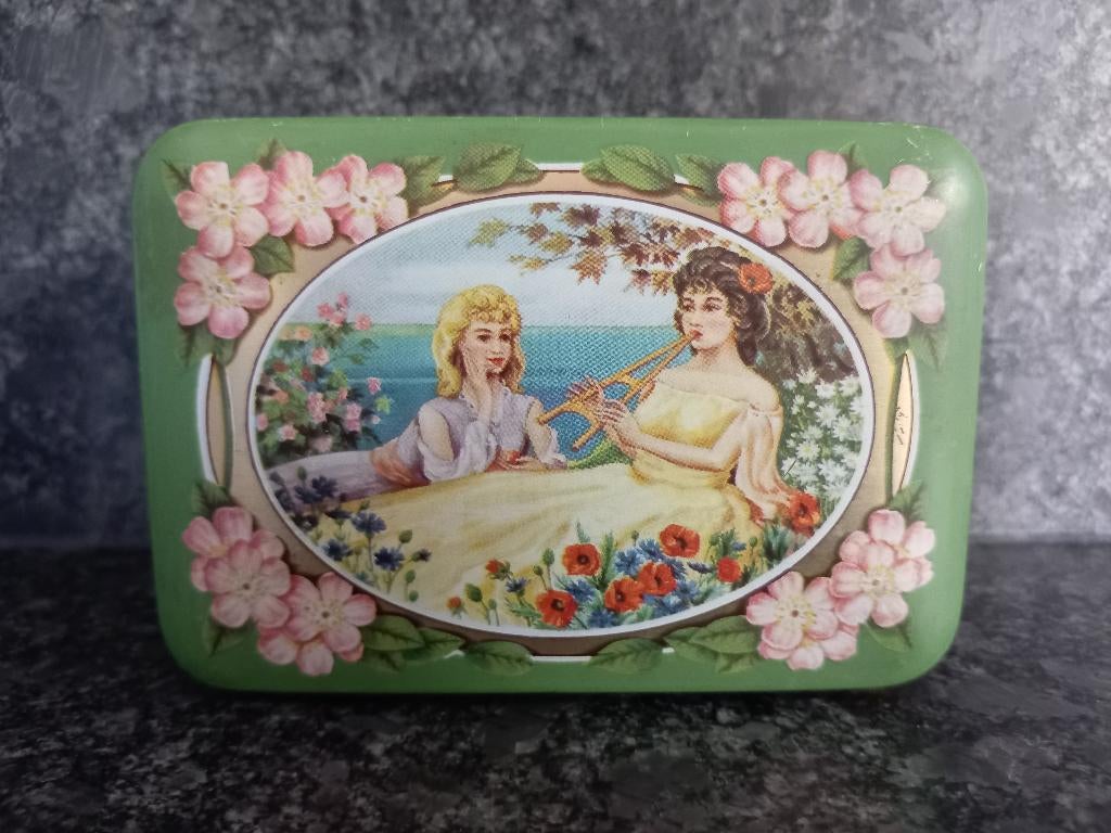 Antiek / Vintage / Retro blik afbeelding vier jaargetijden., Ophalen of Verzenden, Gebruikt, Overige, Overige merken