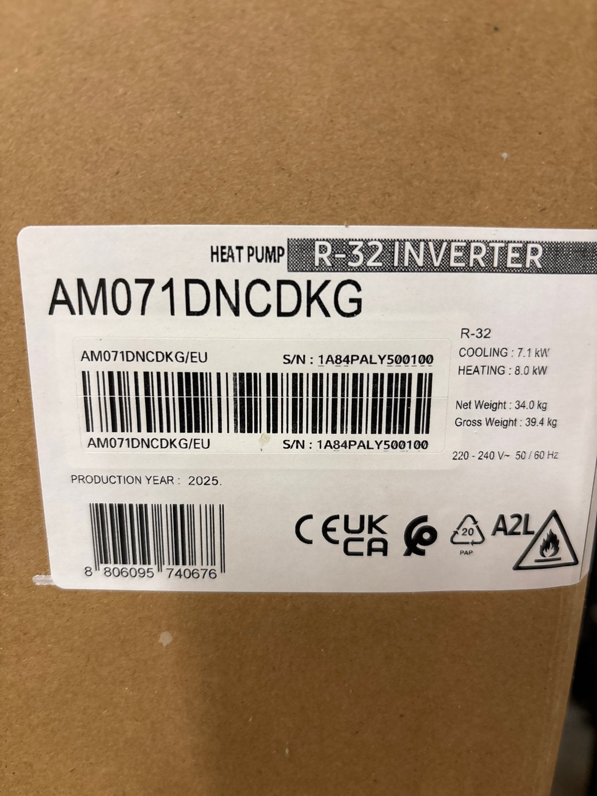 Samsung AM071DNCDKG R-32 Inverter Warmtepomp (2025), Witgoed en Apparatuur, Ophalen of Verzenden, Nieuw, Koelen en Ontvochtigen