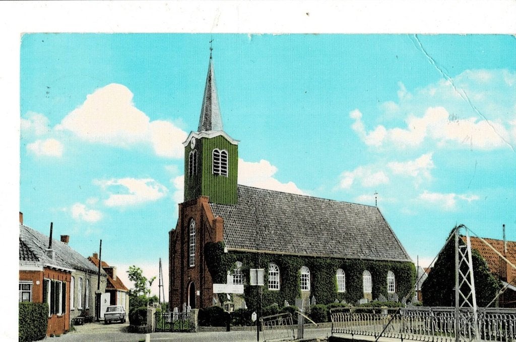 Oudega, Kerk, Verzamelen, Ansichtkaarten | Nederland, Ophalen of Verzenden, Gelopen, Friesland