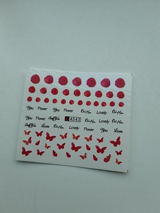 Velletje nagel water decals stickers A543 vlinders roze, Verzenden, Nieuw, Toebehoren, Handen en Nagels