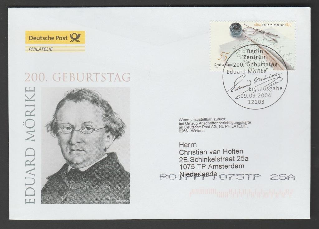 Duitsland - FDC Michelnr 2419 - Eduard Mörike, schrijver, Verzenden, 1990 tot heden, Postfris