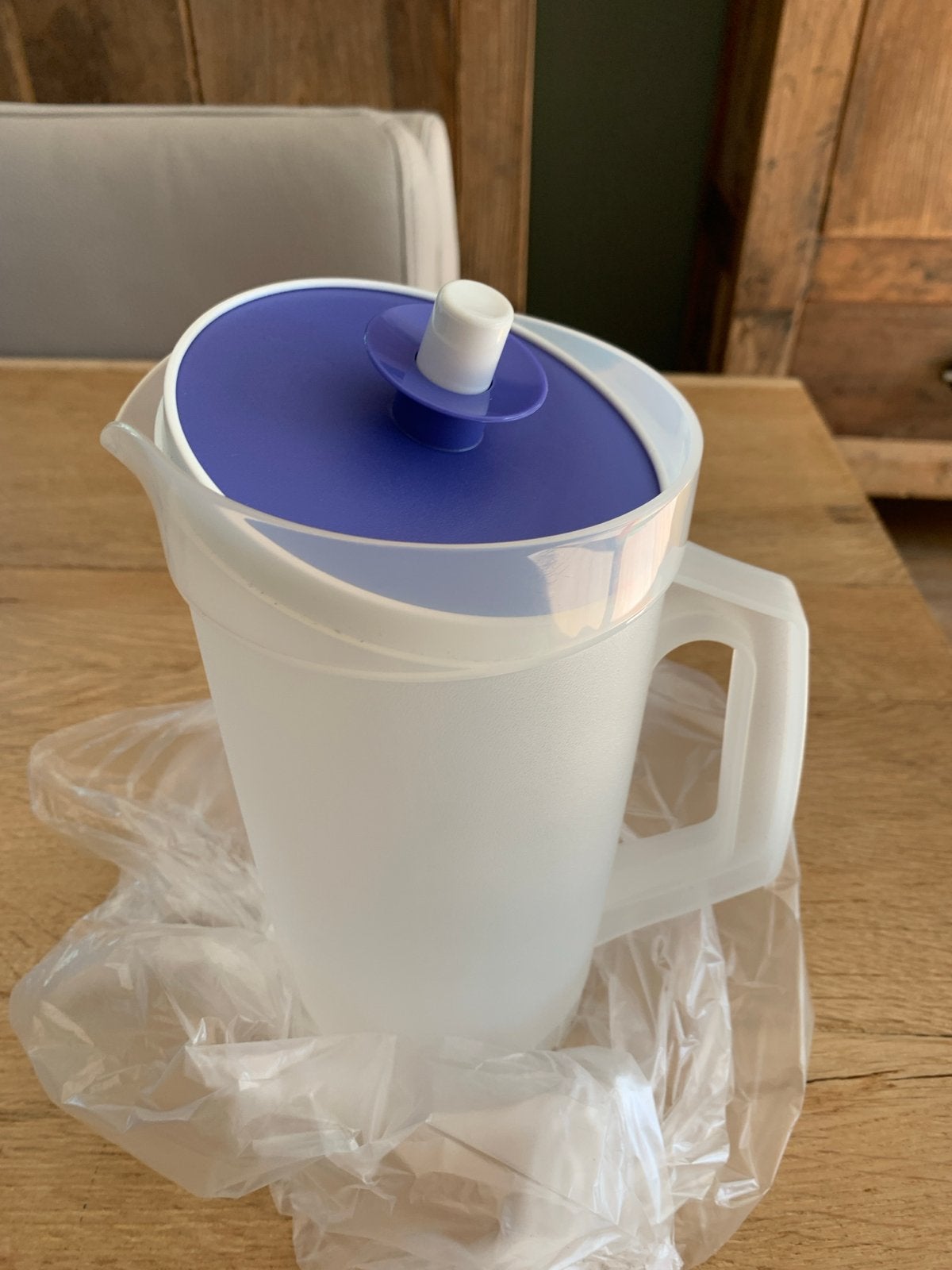 Tupperware kan met deksel - 1 liter, Blauw, Beker of Kan, Nieuw, Ophalen of Verzenden