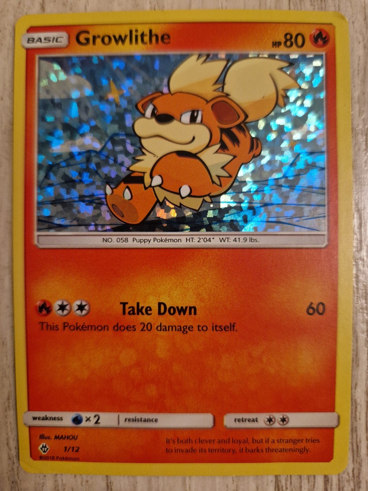 Growlithe Pokémonkaart 1/12 McDonald's promos, Ophalen of Verzenden, Zo goed als nieuw, Losse kaart, Foil