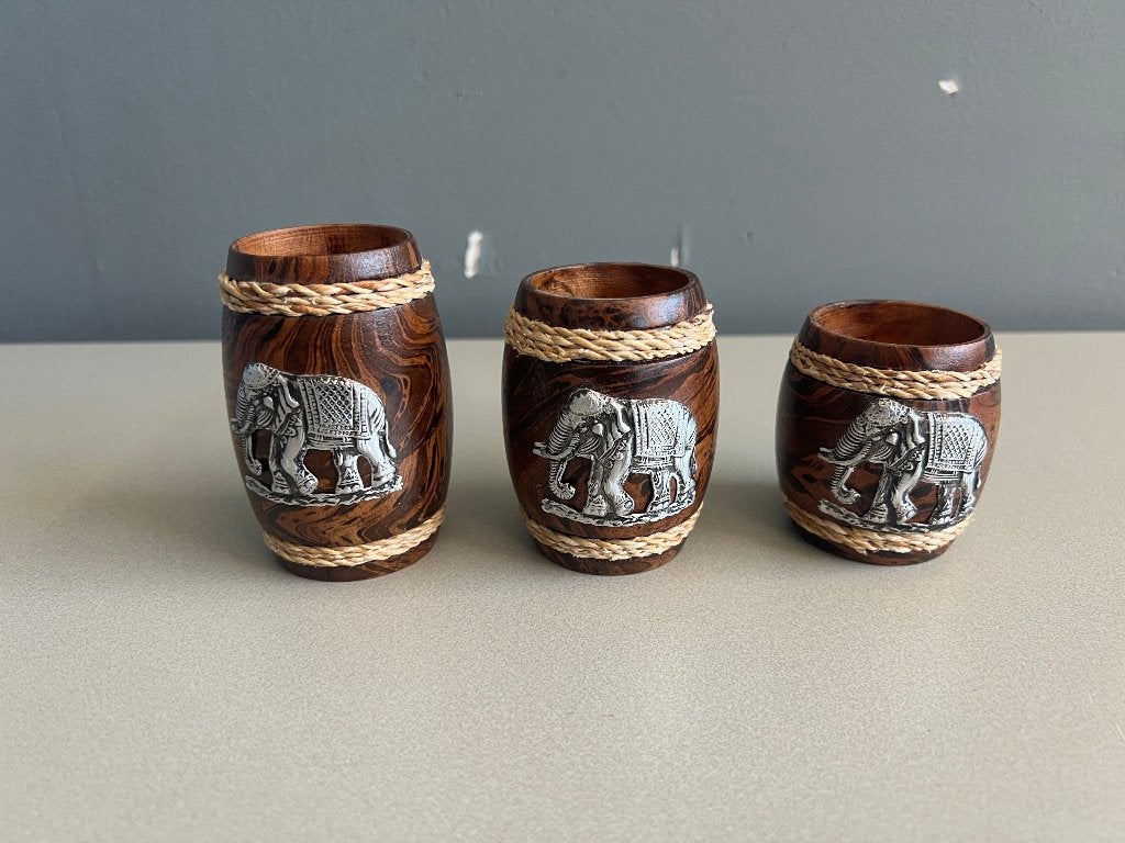Thaise handgemaakte houten theelichthouders, Ophalen of Verzenden