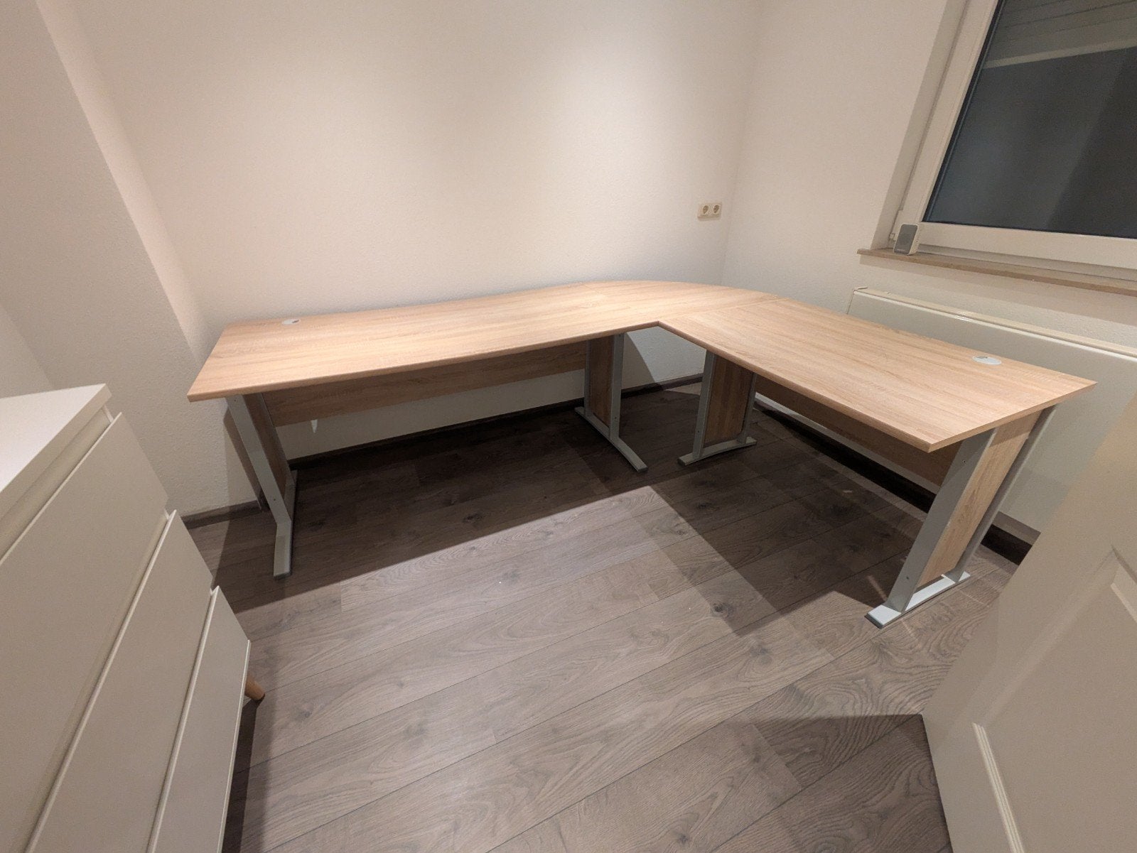 Bureau en bureaustoel - Goede conditie, In hoogte verstelbaar, Hout, Hoekbureau, Bruin