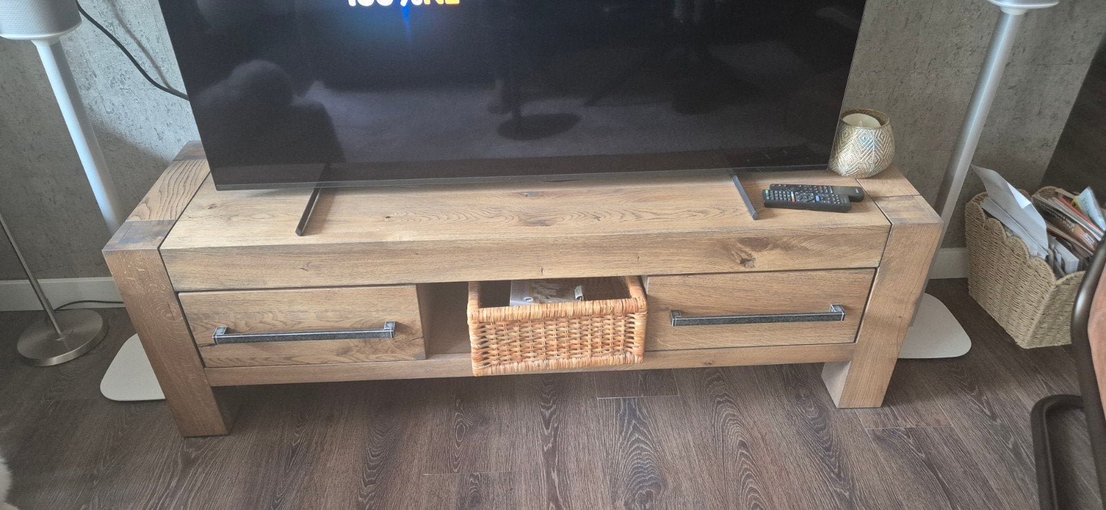 Goossens Roots TV-meubel van eikenhout, Ophalen, Gebruikt, 150 tot 200 cm, Eikenhout