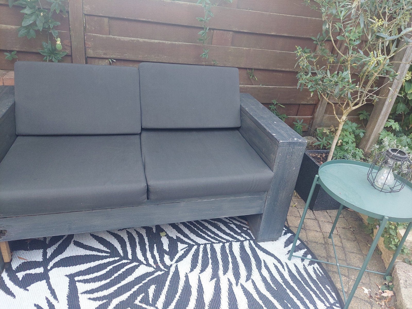 Comfortabel kussenset voor steigerhouten tuinbank., Ophalen, Gebruikt