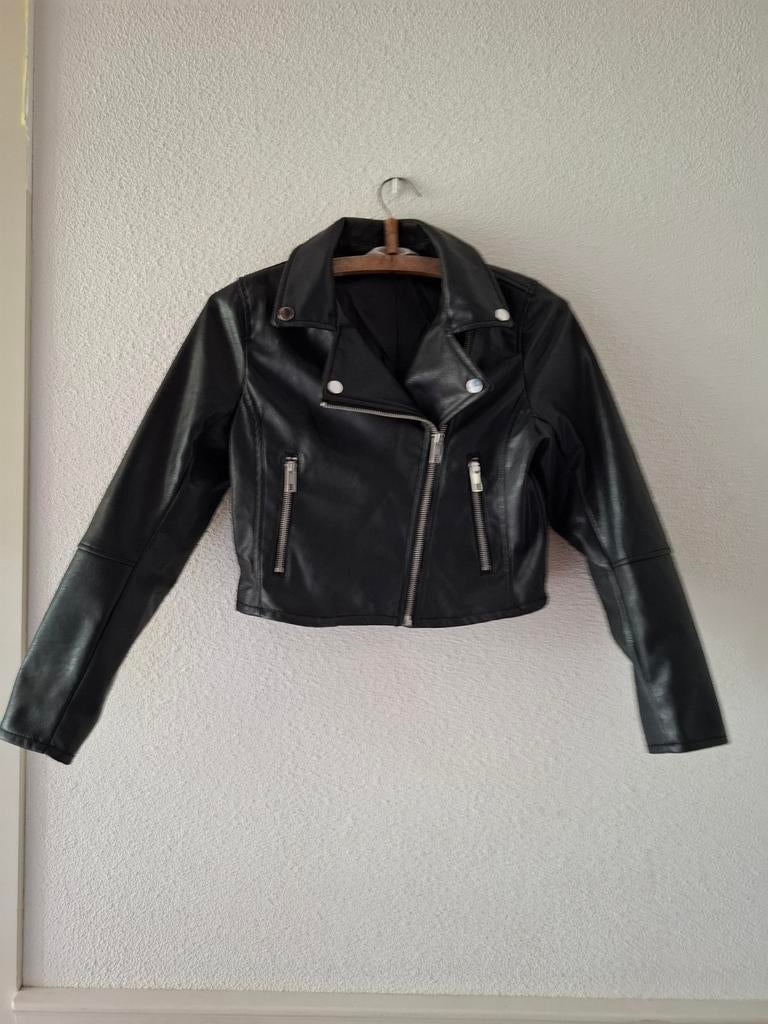 Biker jasje zwart maat 152 H&M, Meisje, H&M, Ophalen of Verzenden, Zo goed als nieuw