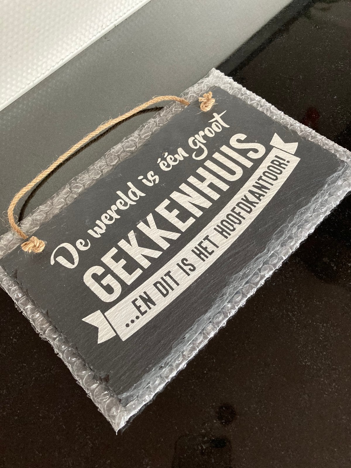 Tekstbord, Huis en Inrichting, Woonaccessoires | Tekstborden en Spreuken, Tekstbord, Met ophangmogelijkheid, 14 cm, Nieuw