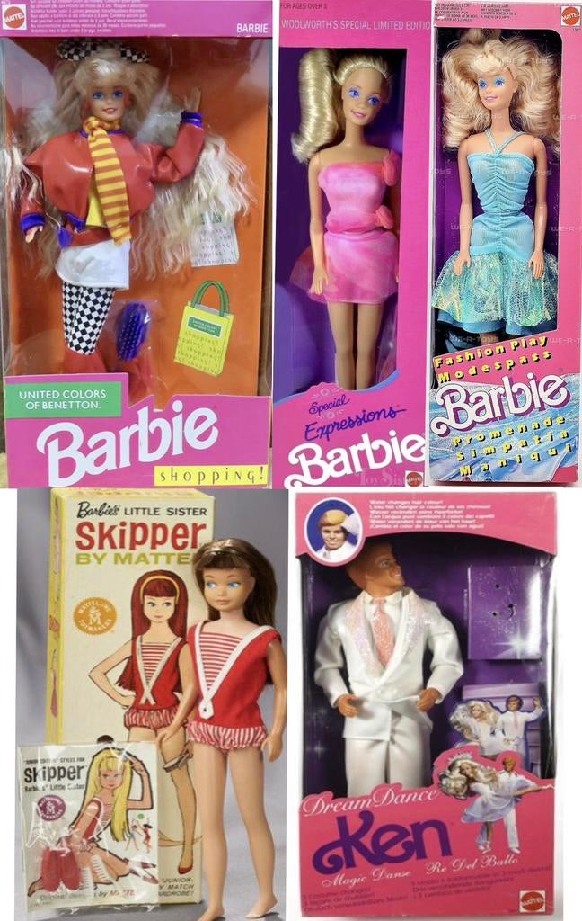 Barbie Ken Skipper en original kleding, Ophalen of Verzenden, Gebruikt, Fashion Doll