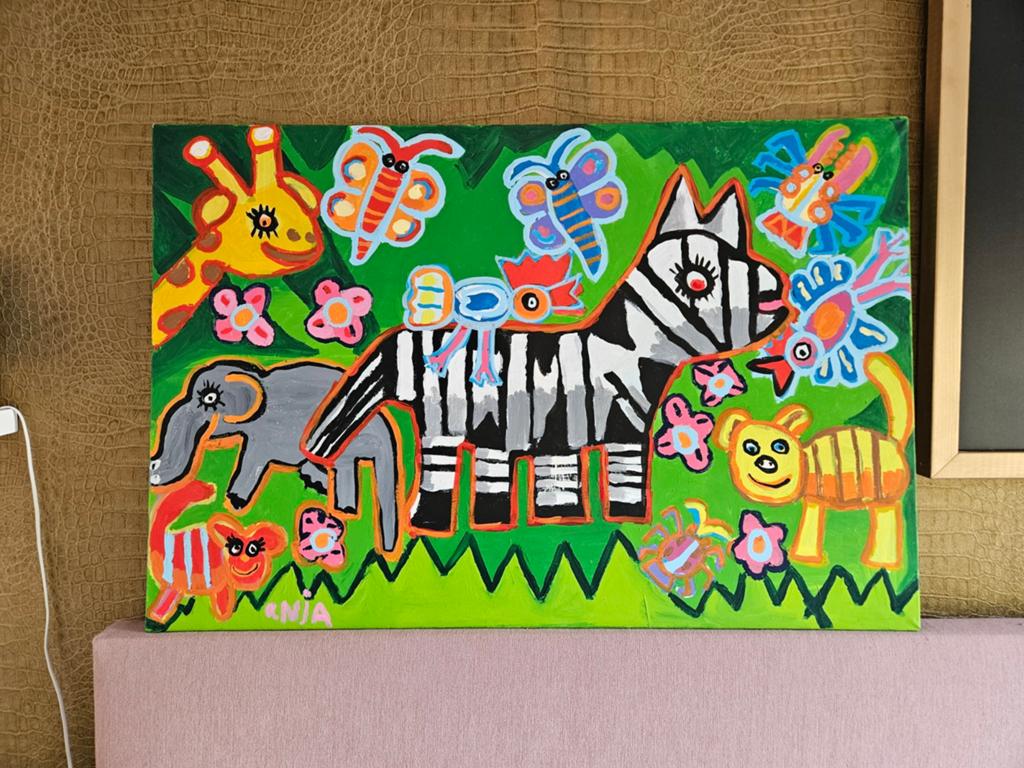 Vrolijk Kinderkunstwerk: Dieren in de Jungle, Ophalen