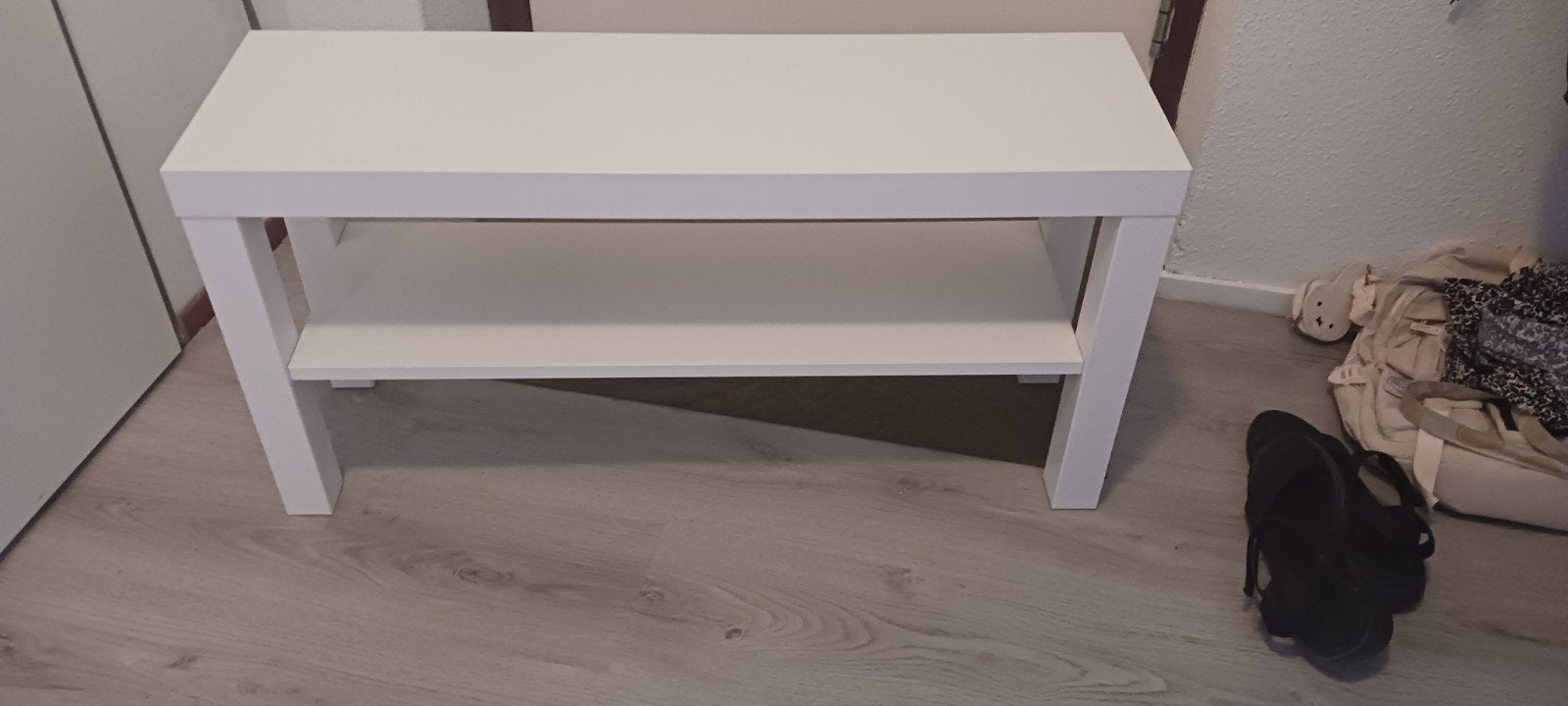 Witte salontafel met opbergplank - ikea LAK, Ophalen, Gebruikt, Rechthoekig, Overige houtsoorten