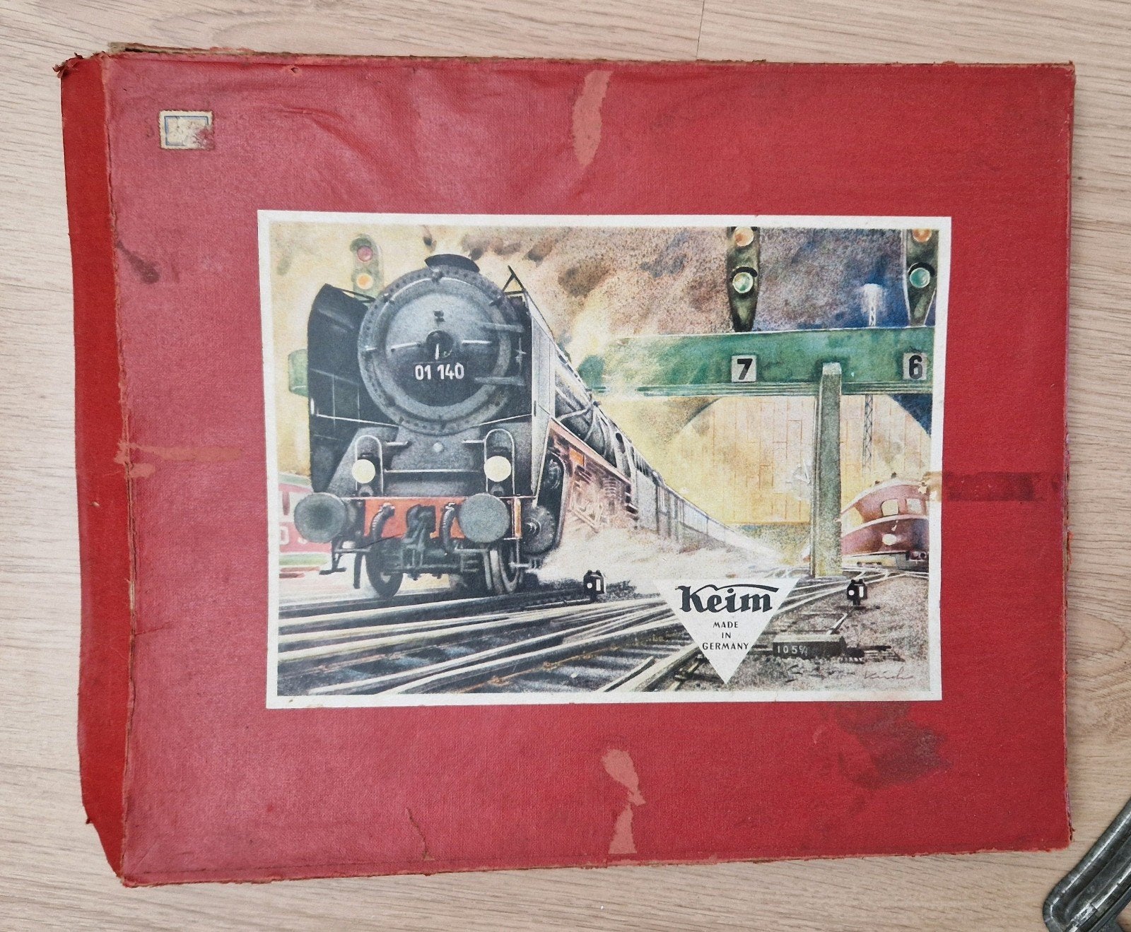 Vintage Keim Treinset met Locomotief, Wagons en Rails, Overige merken, Gelijkstroom, Ophalen of Verzenden, Analoog