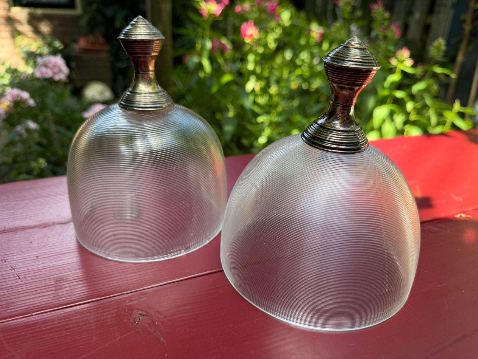 2 Stolpen - cloches, Glas, Ophalen of Verzenden, Gebruikt