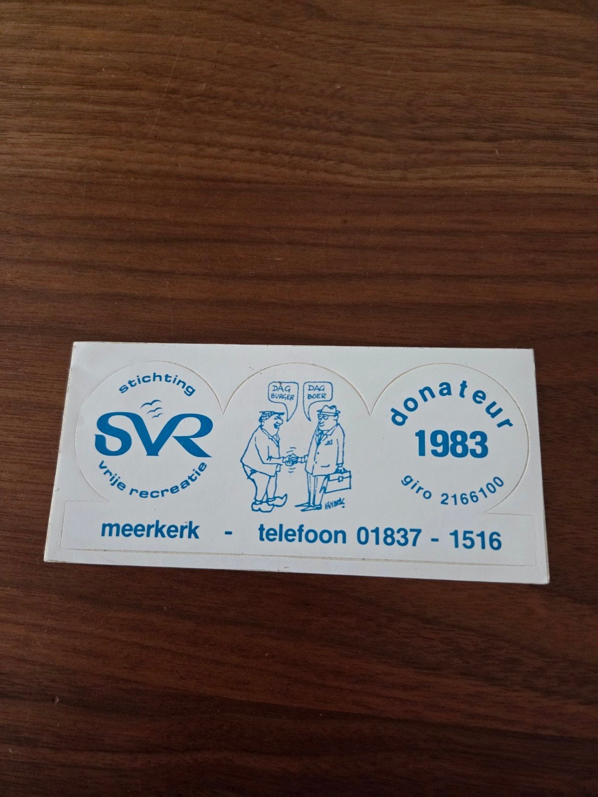 12051 Vintage SVR Stichting Vrije Recreatie Donateur Sticker, Verzamelen, Ophalen of Verzenden, Nieuw, Overige typen