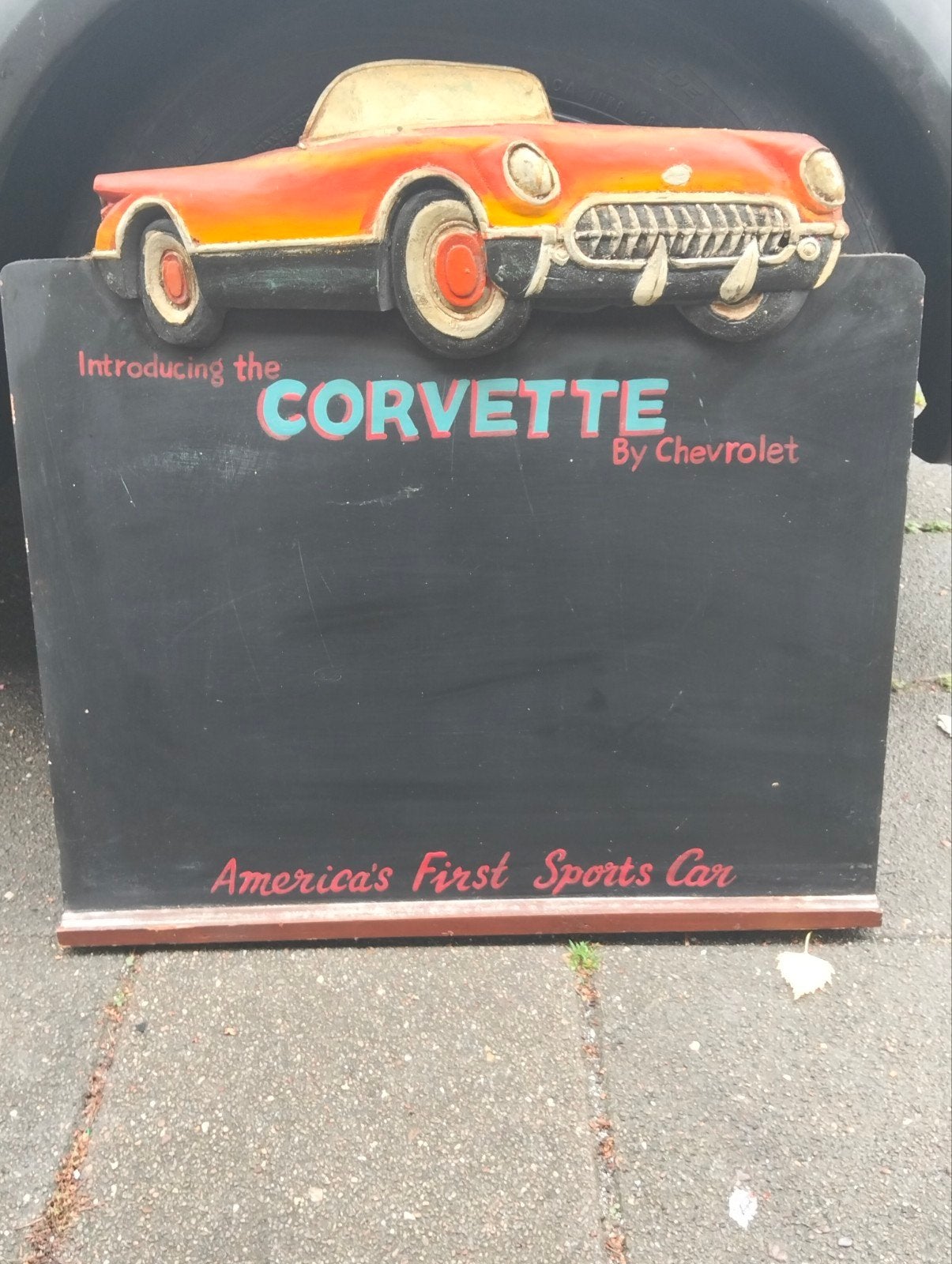 Vintage Chevrolet Corvette Krijtbord - 55x55 cm, Verzenden