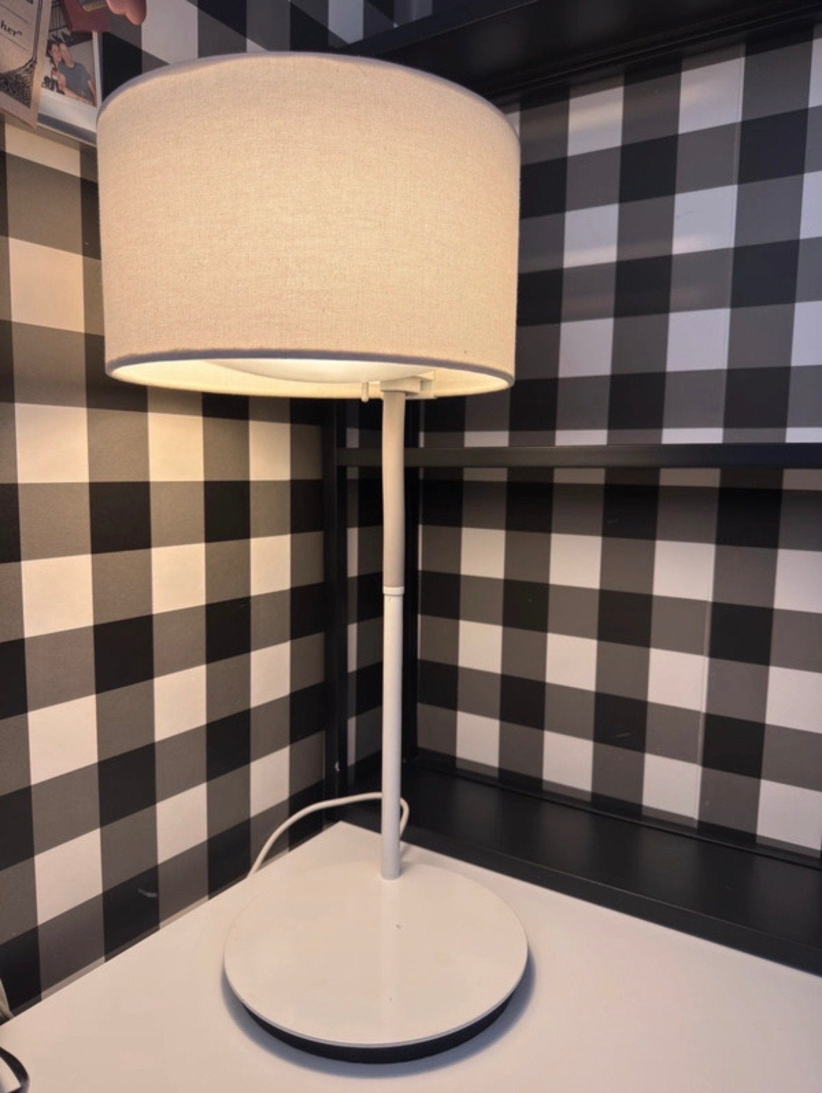 Vintage IKEA witte tafellamp, Huis en Inrichting, Lampen | Tafellampen, Ophalen, Overige merken, Wit, E27 (groot)