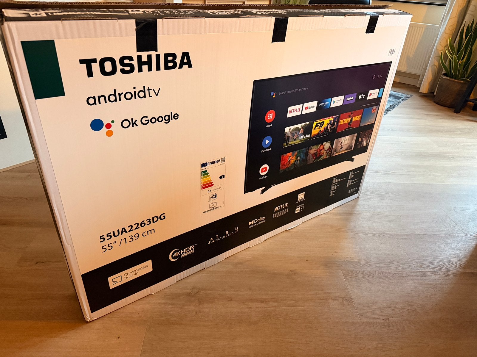Toshiba 55inch 4K Smart Android TV 55UA2263DG, Ophalen, 50 Hz, 100 cm of meer, 4k (UHD)
