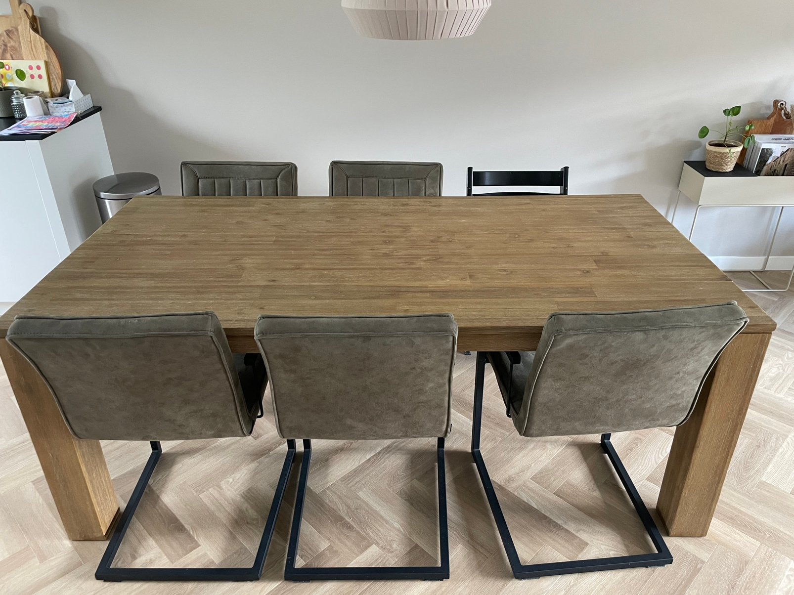 Eetkamertafel 200x78x100 cm Acasia hout, Ophalen, Gebruikt, Vijf personen of meer, Rechthoekig