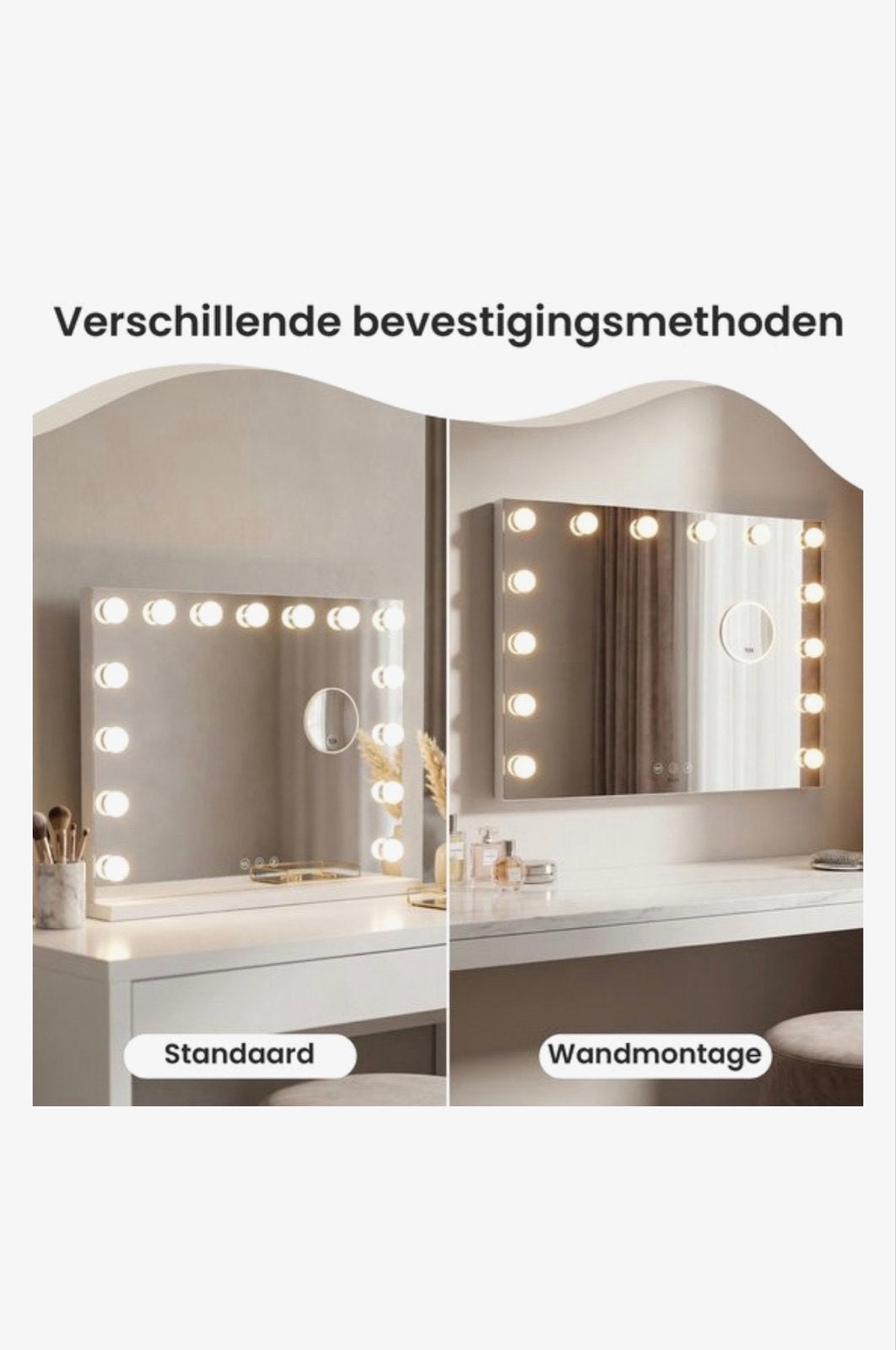 Hollywood Make-up Spiegel met Verlichting en Dimfunctie, Ophalen, Zo goed als nieuw, Minder dan 100 cm, Rechthoekig