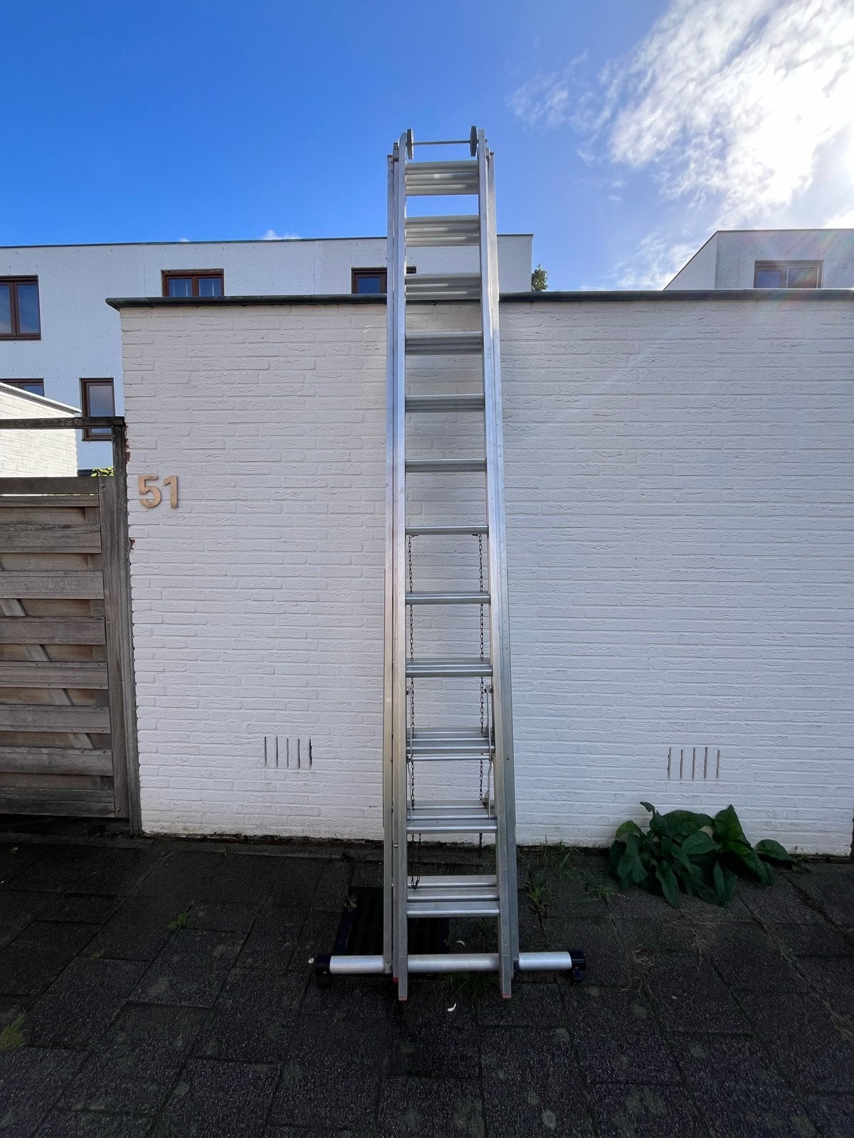 Altrex 3x12 uitschuifbare ladder, Ophalen, Gebruikt, Ladder, Opvouwbaar of Inschuifbaar