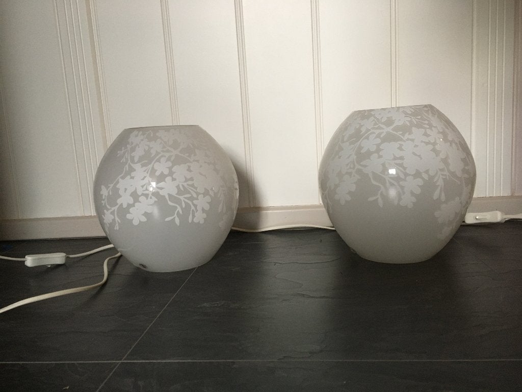 Lampen bol met bloemen wit, Ophalen of Verzenden, Zo goed als nieuw, Glas