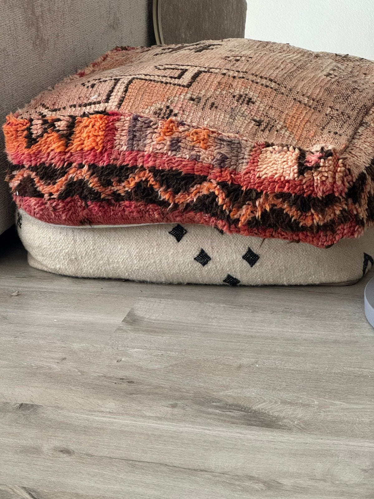 Authentiek Marokkaanse poef, Gebruikt, Ophalen of Verzenden, 50 tot 75 cm, Vierkant