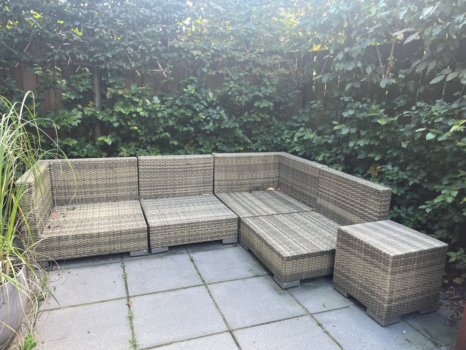 Wicker Loungeset met Kussens inclusief kussenbox, Ophalen, 5 zitplaatsen, Gebruikt, Loungeset