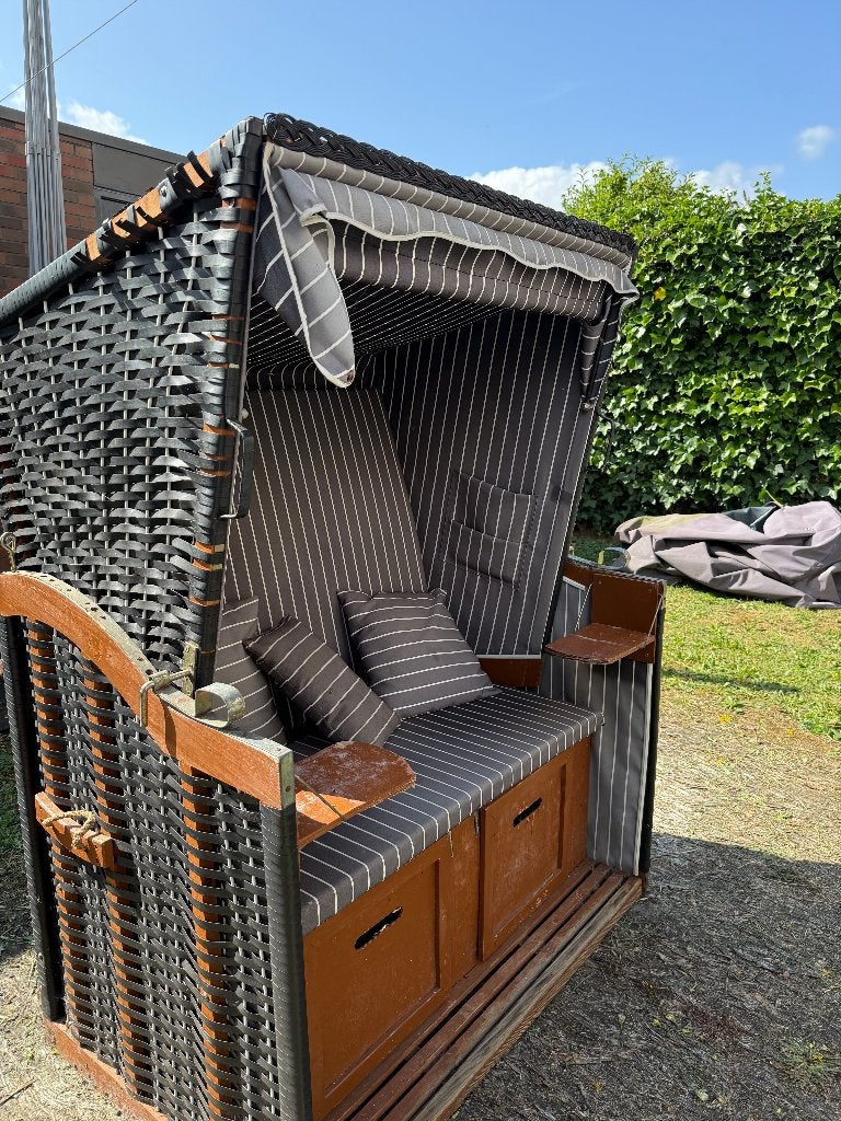 Strandkorf (Strandstoel), Ophalen, Gebruikt, Hout, Verstelbaar