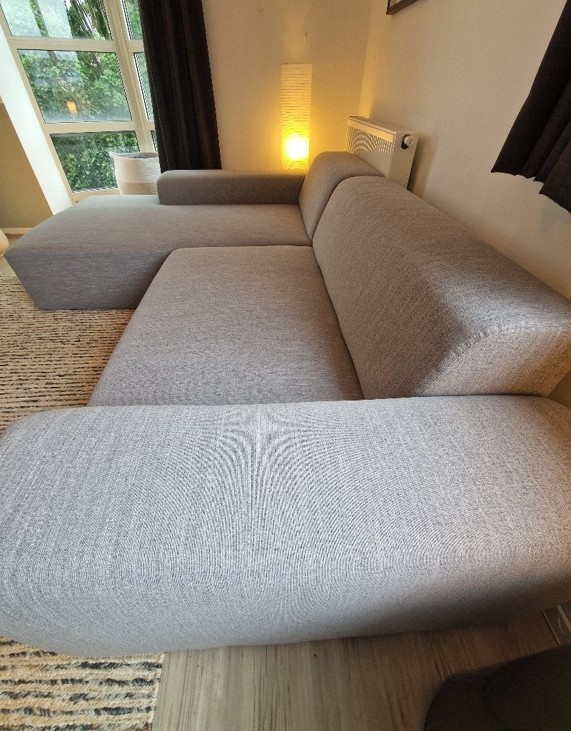 Hoekbank 3.5 zits grijs - Zo goed als nieuw, Huis en Inrichting, Hout, Minder dan 75 cm, Hoekbank, Driepersoons