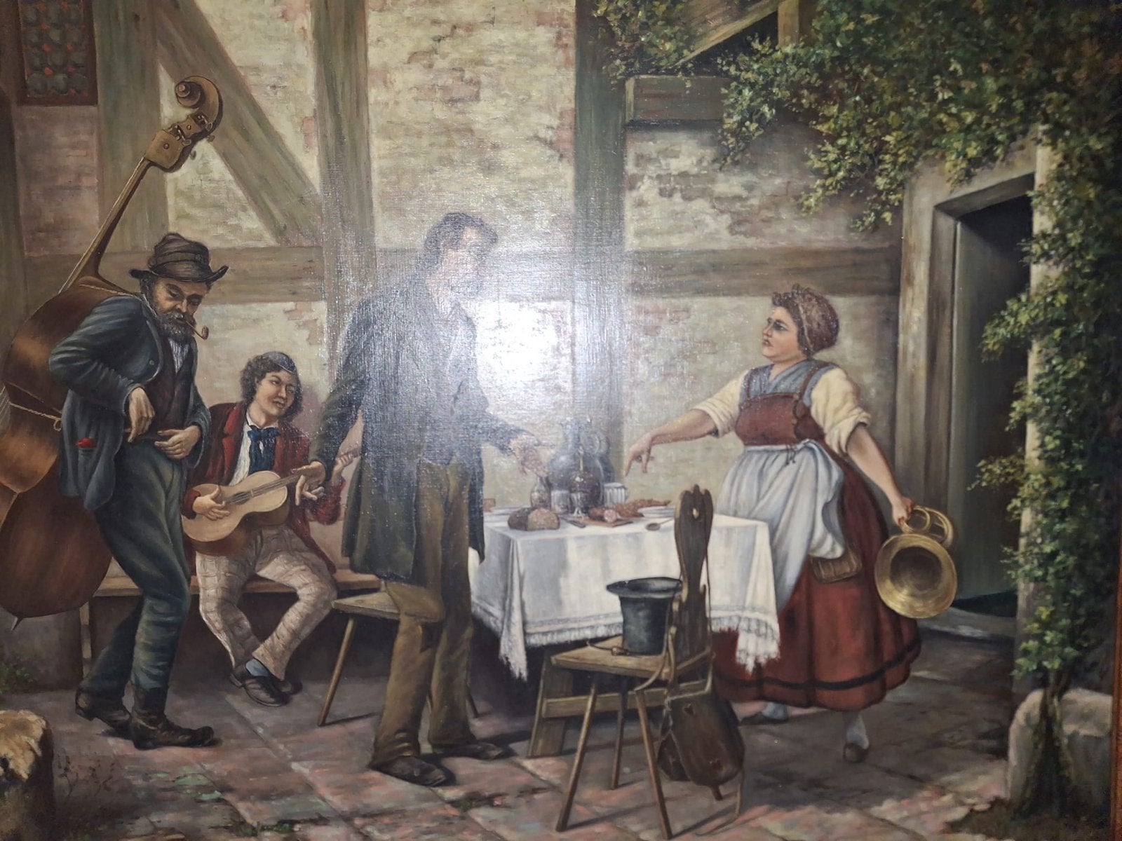 Gerestaureerd Schilderij: Joods Tafereel door Ischa Mann, Doek, Realistisch, Ophalen of Verzenden, Gesigneerd