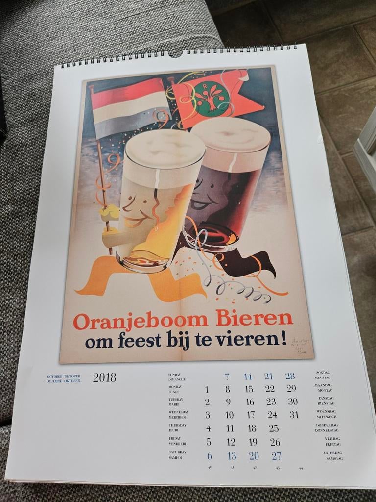Oranjeboom bier kalender plaat, Verzamelen, Biermerken, Ophalen of Verzenden, Reclamebord, Plaat of Schild, Oranjeboom