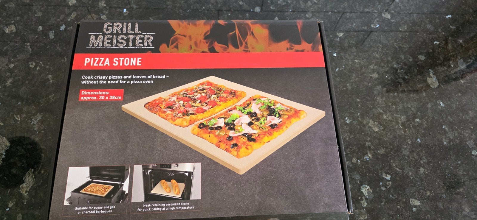 Grill Meister Pizzasteen, Nieuw in doos, 30x38, bbq en oven, Ophalen of Verzenden, Nieuw, GRILLMEISTER