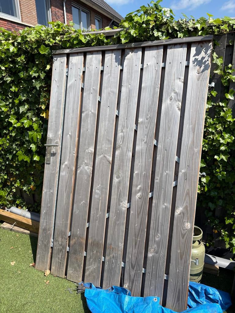 Houten poort met beslag, Tuin en Terras, Ophalen, Minder dan 3 meter, Hout, 1 tot 2 meter