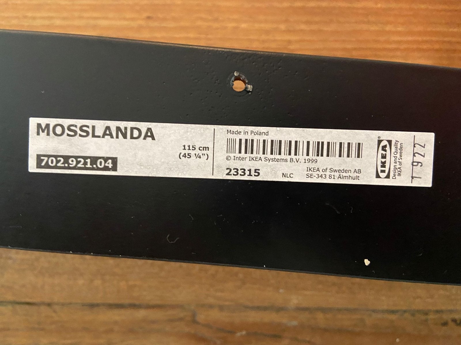 2x IKEA Mosslanda wandplanken - Zwart, 115 cm, Huis en Inrichting, Woonaccessoires | Wandplanken en Boekenplanken, Ophalen, Gebruikt