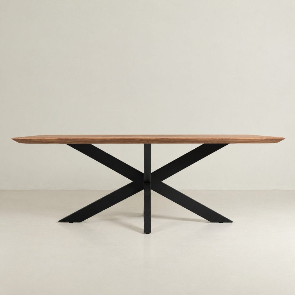 Design Eettafel Eikenhout (220 cm) - Spinpoot Zwart Metaal, Niet ingevuld, Nieuw, Niet ingevuld, Niet ingevuld