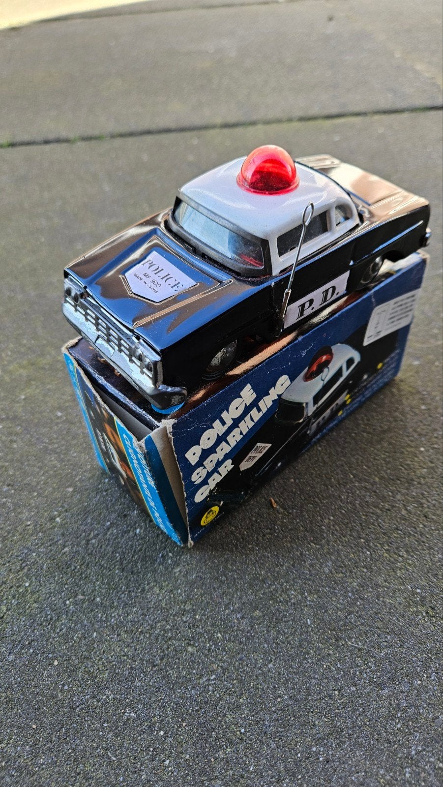 Blikken politieauto in doos, Ophalen of Verzenden
