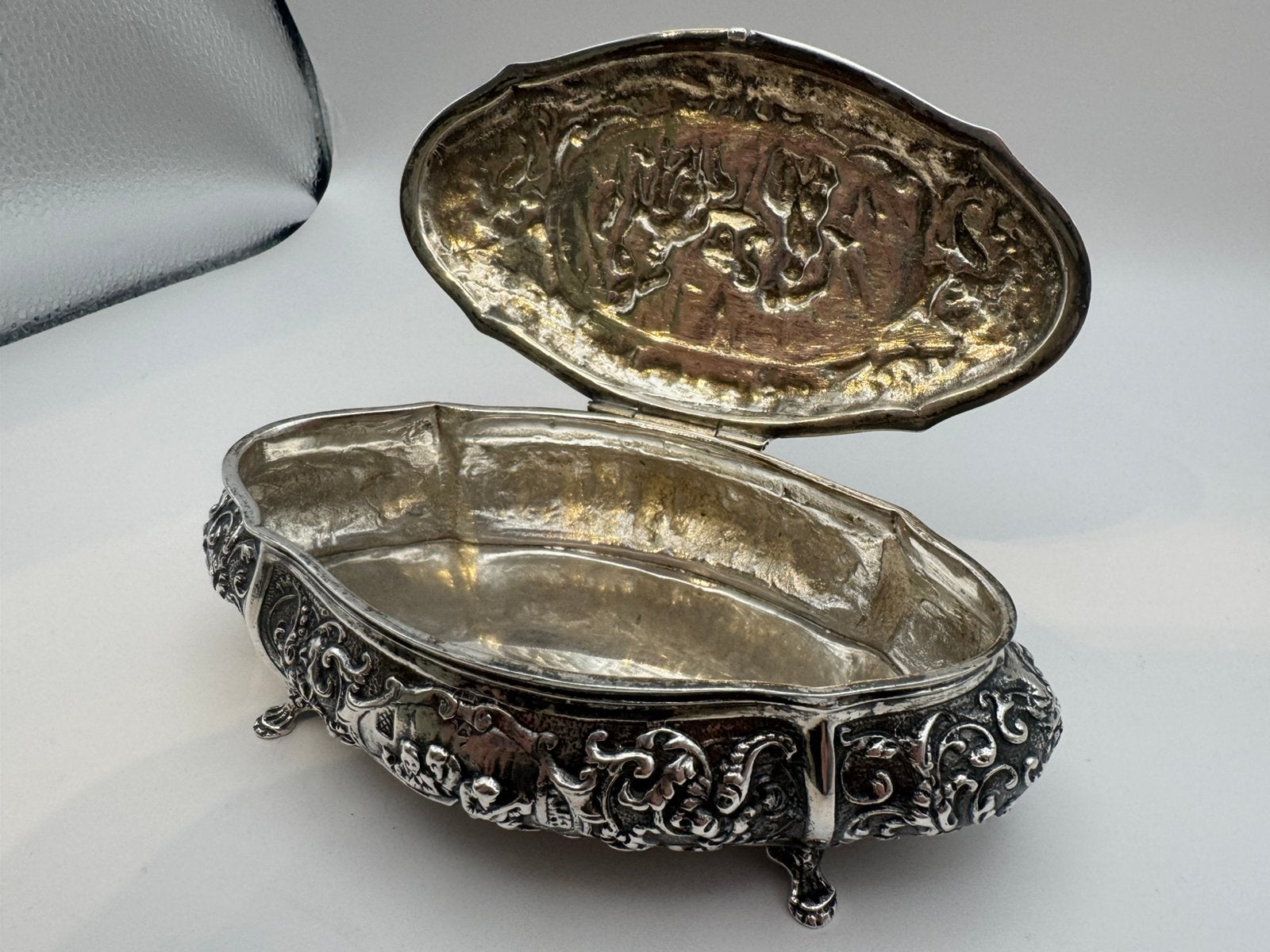 Antieke 835 zilveren luxe bonbon/sieradendoos, Ophalen of Verzenden, Zilver