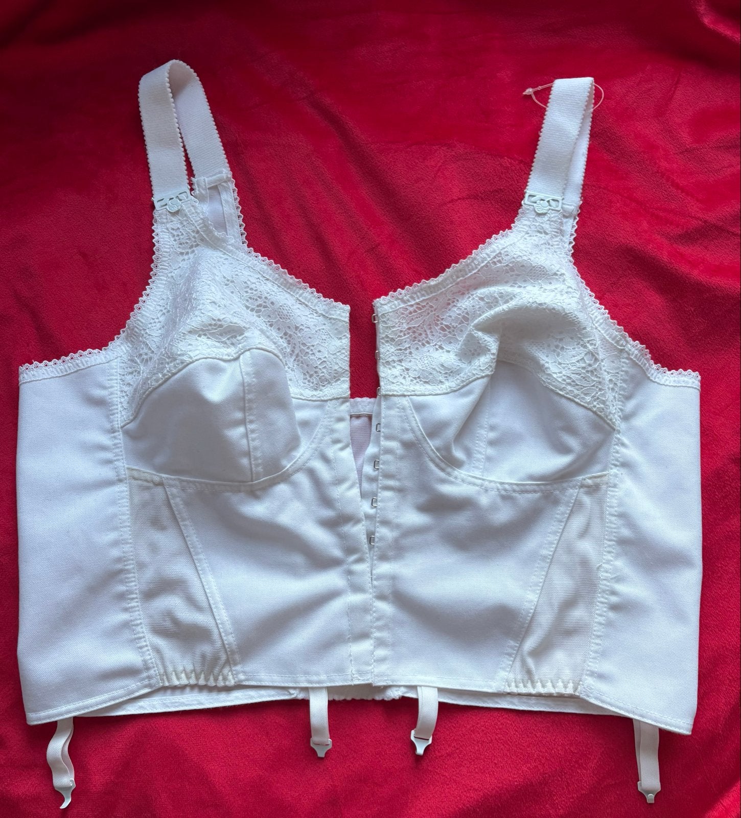 Vintage Witte Longline BH met Jarretels, Verzenden, Wit, BH