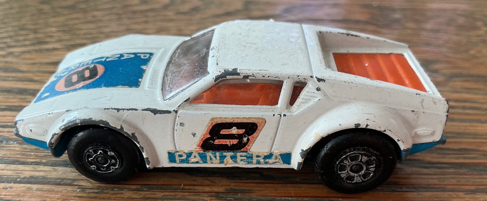 Vintage Lesney Matchbox auto De Tomaso Pantera 1975, Ophalen, Gebruikt, Auto