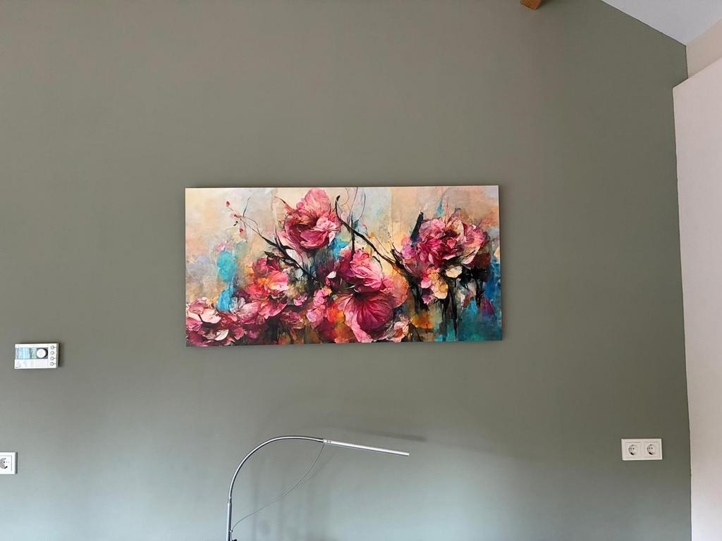 Prachtig randloos canvas schilderij met bloemen, Ophalen of Verzenden